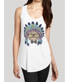 Women’s Feather Mask Printed Sleeveless T-Shirt – Stylish & Comfortable | Boer & Fitch