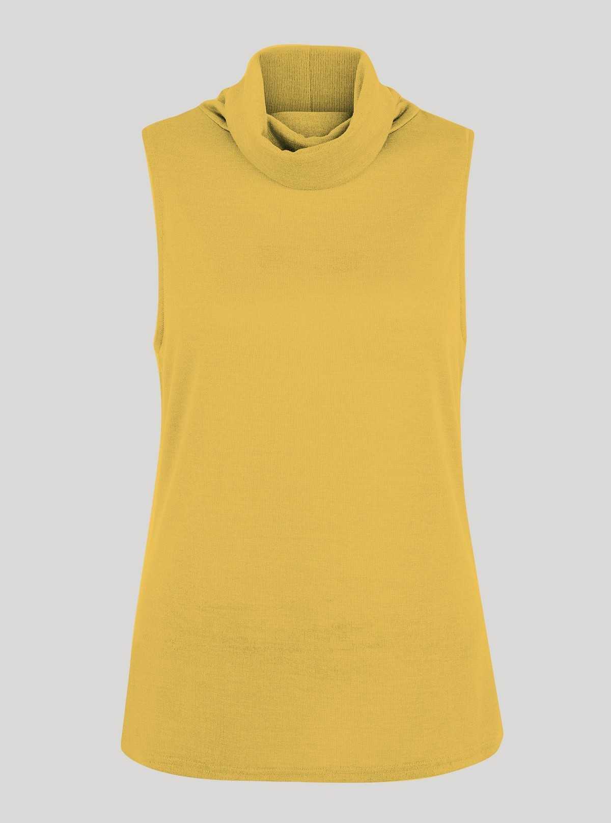 Women’s Yellow Roll-On Neck Sleeveless Top – Stylish & Comfortable | Boer & Fitch