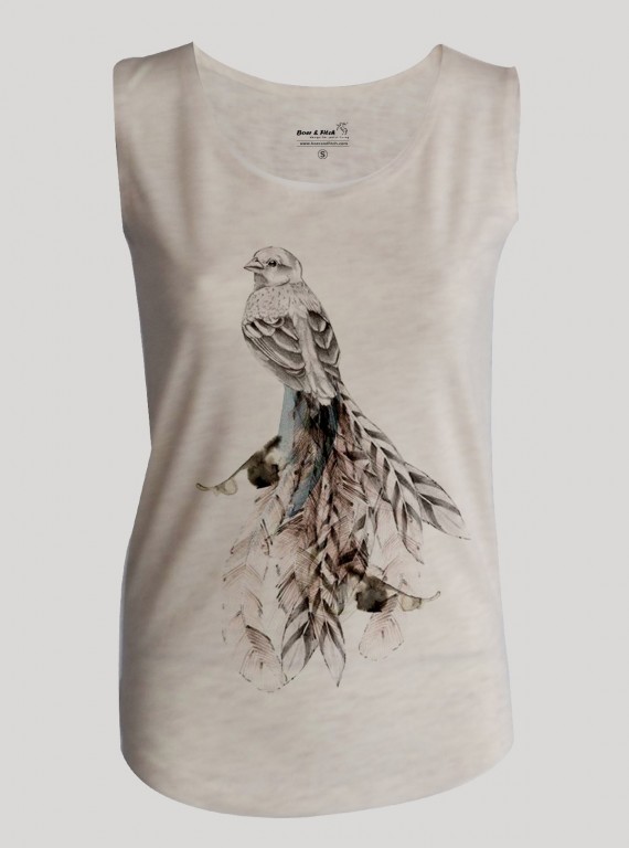 Women’s Abstract Bird Print Sleeveless Top – Trendy & Comfortable | Boer & Fitch