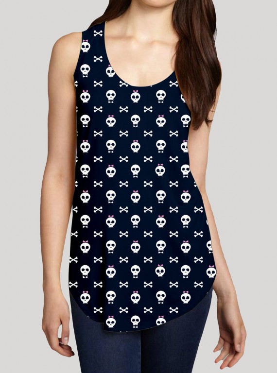 Women’s Skull Printed Sleeveless T-Shirt – Trendy & Comfortable | Boer & Fitch