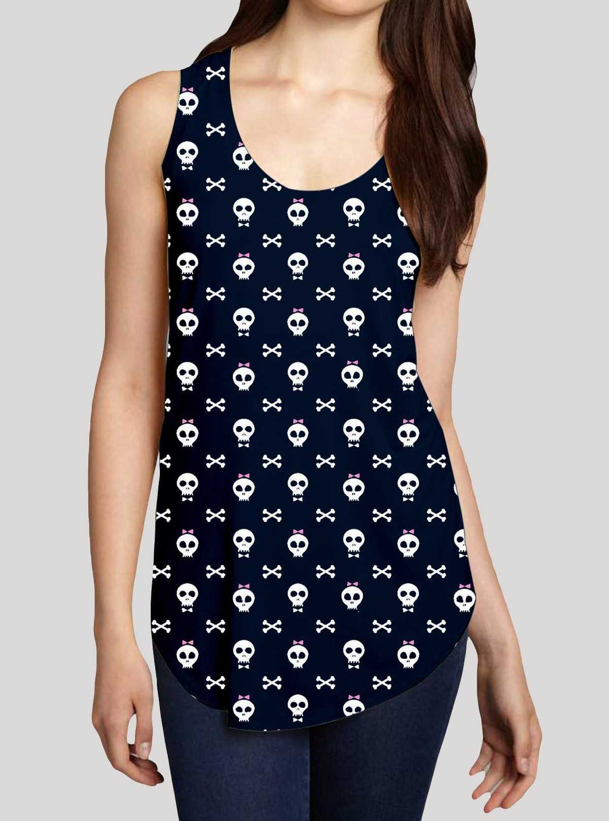 Women’s Skull Printed Sleeveless T-Shirt – Trendy & Comfortable | Boer & Fitch