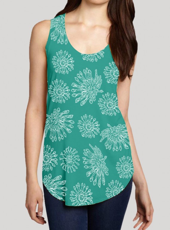 Women’s Green Floral Sleeveless T-Shirt – Stylish & Comfortable | Boer & Fitch