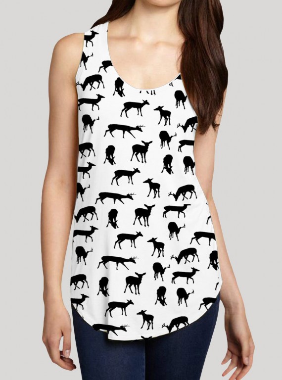 Women’s Deer Printed Sleeveless T-Shirt – Stylish & Comfortable | Boer & Fitch