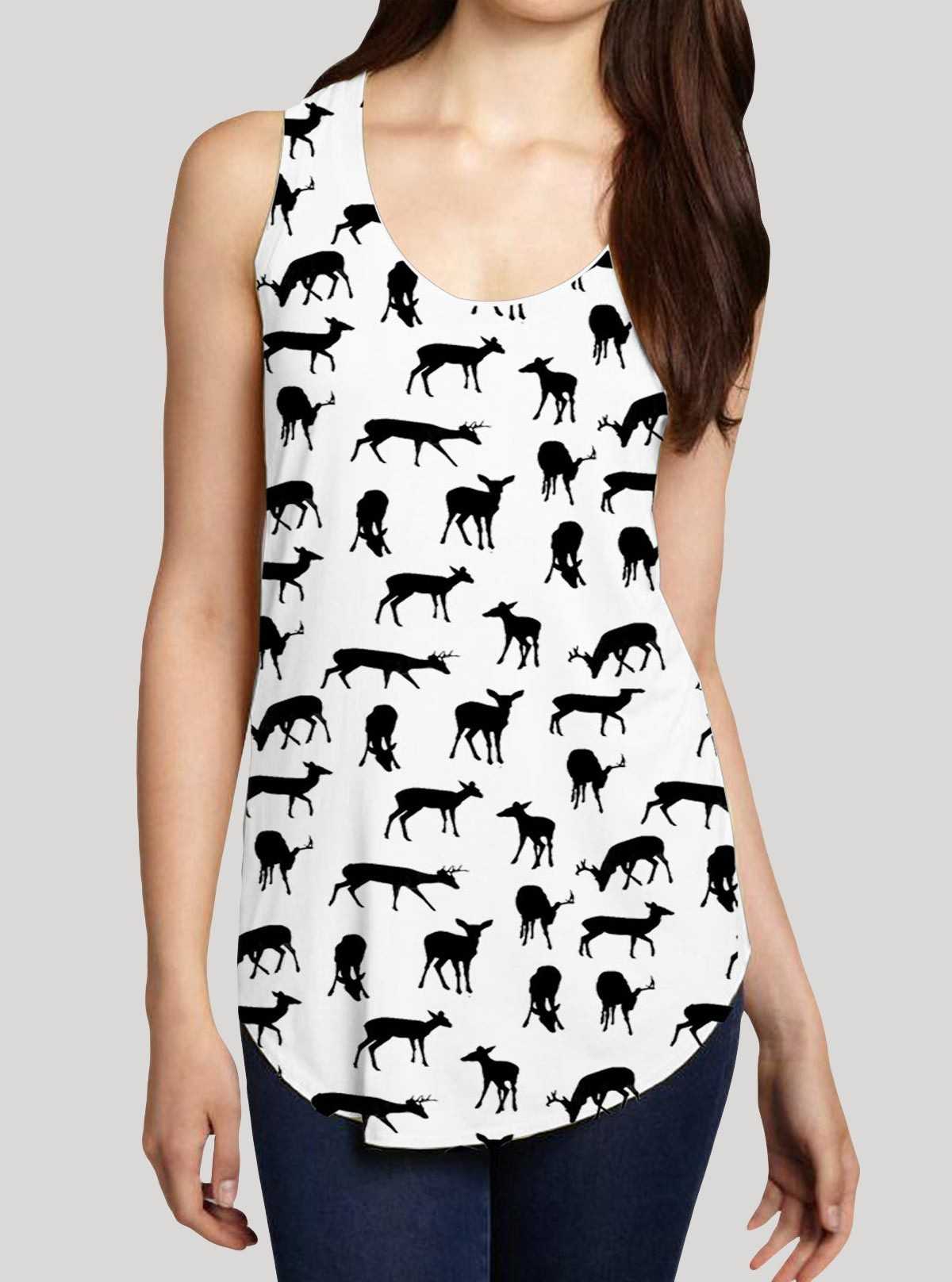 Women’s Deer Printed Sleeveless T-Shirt – Stylish & Comfortable | Boer & Fitch