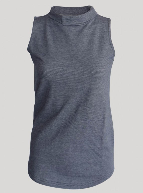 Black Self Design High Neck Top
