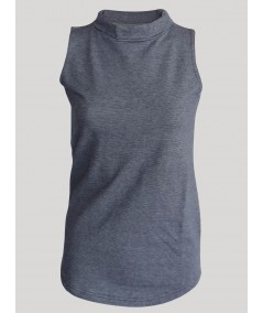 Black Self Design High Neck Top