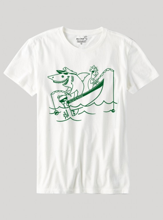 White Shark Print T-Shirt for Men – Trendy Streetwear by Boer and Fitch