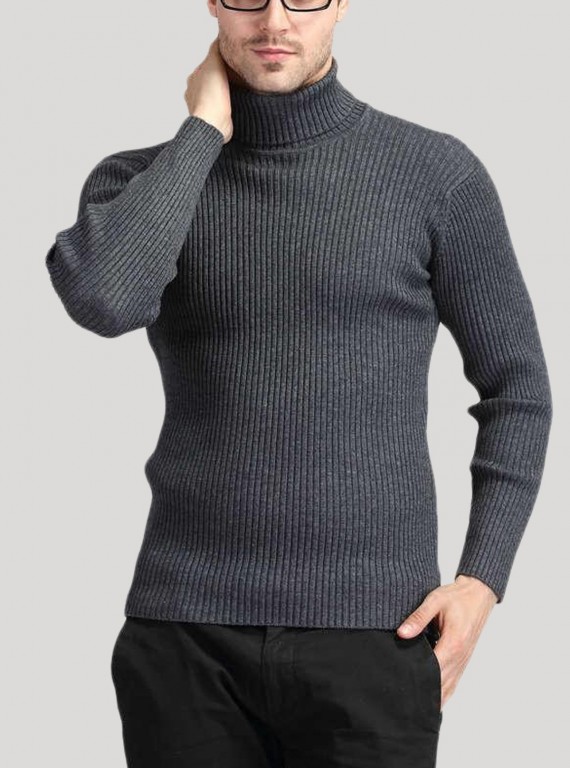 Men’s Charcoal Turtle Neck Sweatshirt – Warm & Stylish | Boer & Fitch