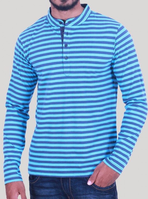 Turquiose Stripe Henley TShirt