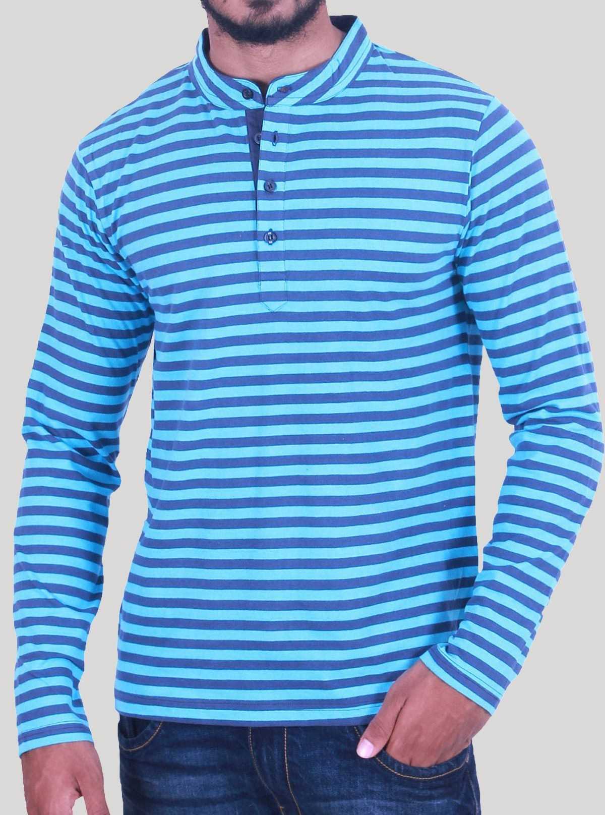 Turquiose Stripe Henley TShirt