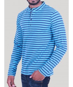 Turquoise Striped Henley T-Shirt for Men – Boer and Fitch