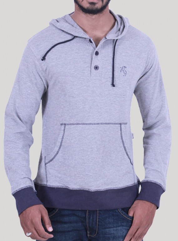 White Melange Hooded Sweatshirt for Men – Casual Comfort by Boer and Fitch