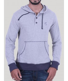 White Melange Hooded Sweatshirt for Men – Casual Comfort by Boer and Fitch