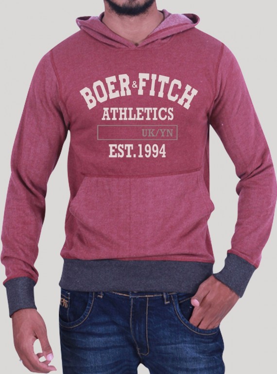 Burgundy Hooded Sweatshirt for Men – Casual Comfort by Boer and Fitch