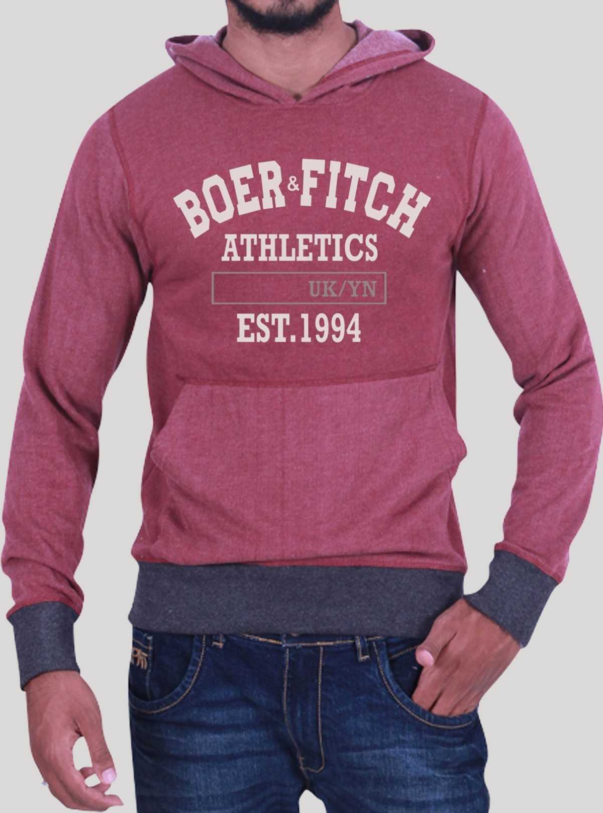 Burgundy Hooded Sweatshirt for Men – Casual Comfort by Boer and Fitch