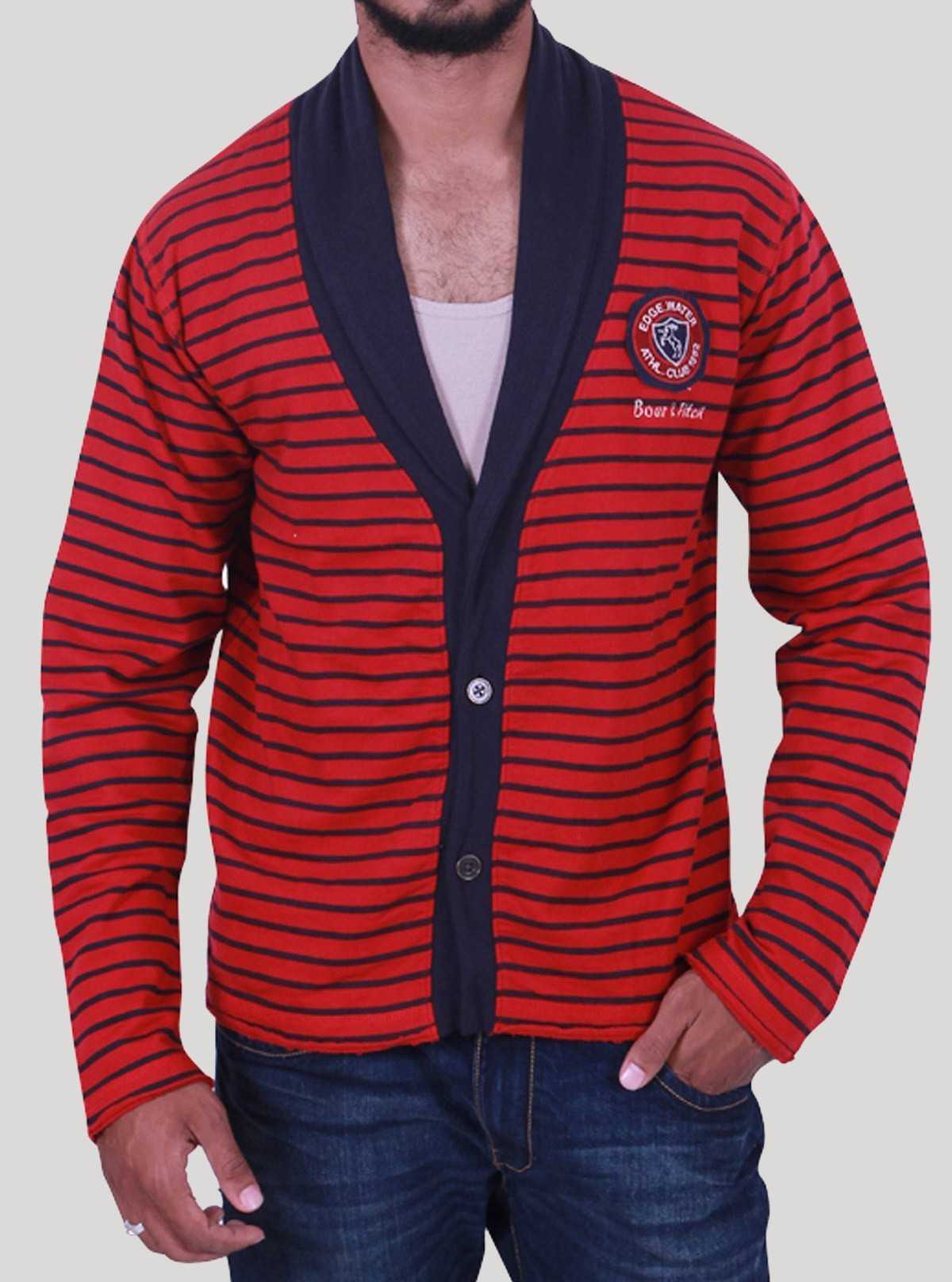 red shawl cardigan
