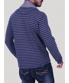 Navy Stripped Shawl Collar Cardigan Set