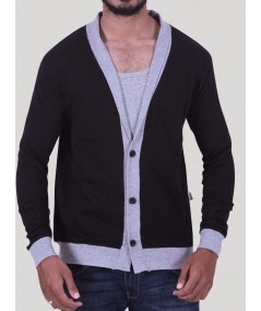 Black Shawl Collar Cardigan Set