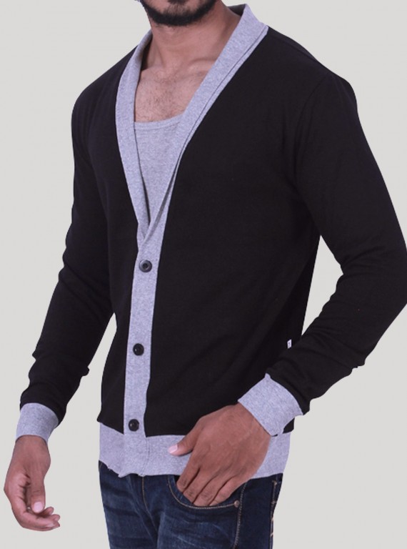 Black Shawl Collar Cardigan Set