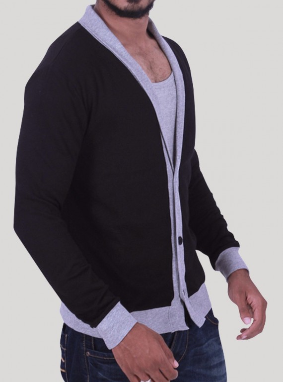 Black Shawl Collar Cardigan Set