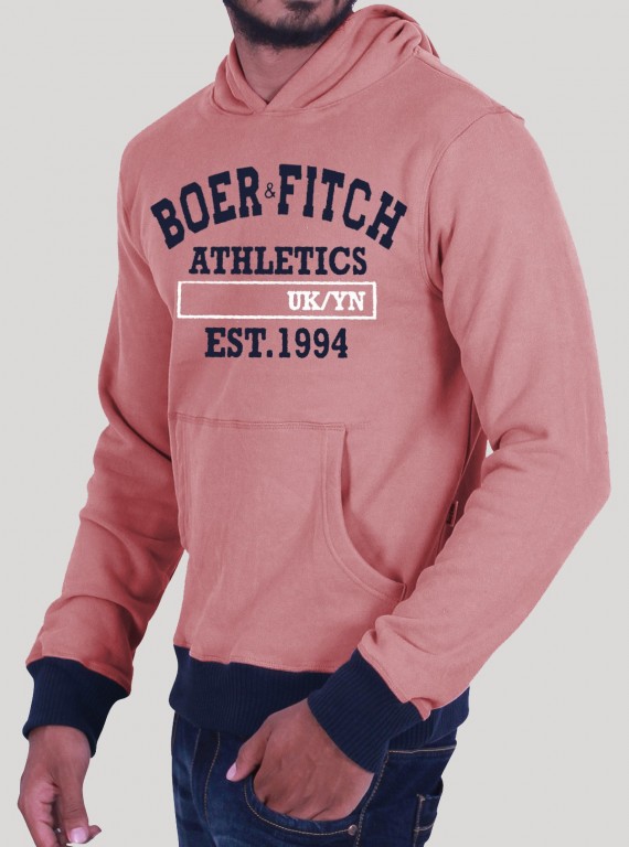 Coral Hooded Print Sweat Shirt