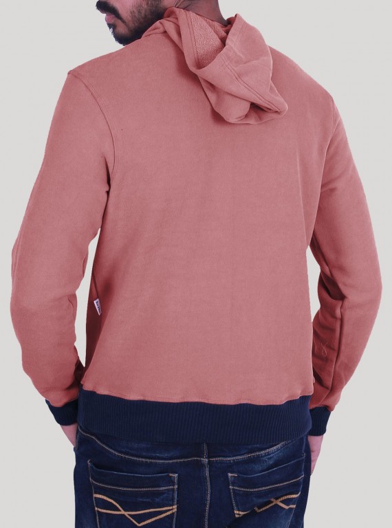 Coral Hooded Print Sweat Shirt