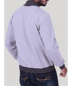 Grey Contrast Shawl Cardigan Set
