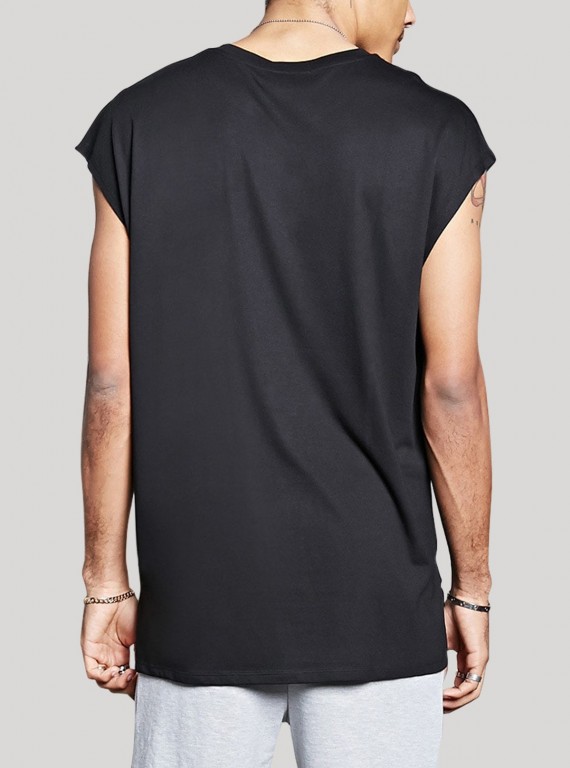 Black Cap Sleeve High and Low Tee