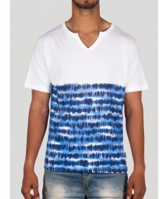 Blue Graphic Split Neck T-Shirt for Men – Stylish Casual Tee by Boer and Fitch