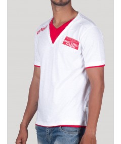 Red Contrast Neck TShirt