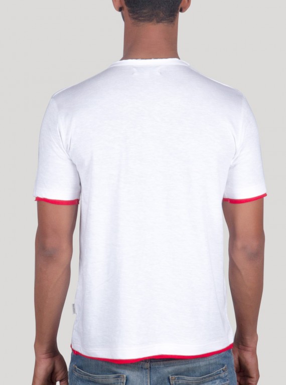 Red Contrast Neck TShirt
