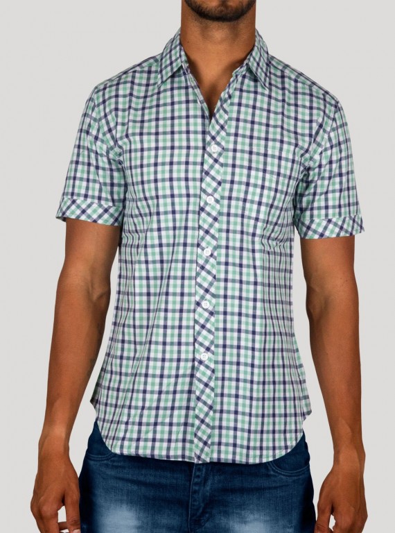 Soft Green Checkered Half Sleeve Shirt for Men – Casual Cotton Shirt by Boer and Fitch