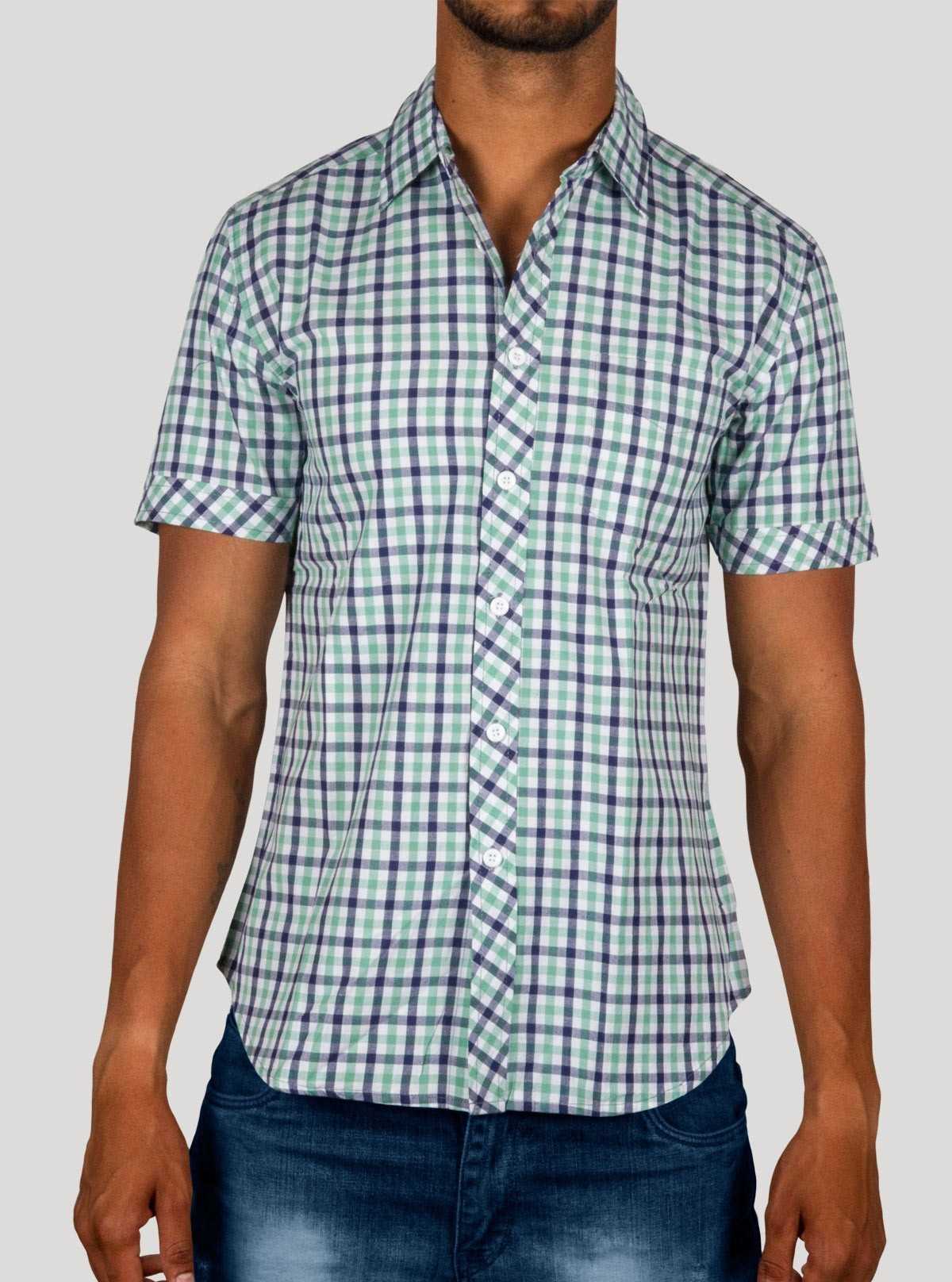 Soft Green Checkered Half Sleeve Shirt for Men – Casual Cotton Shirt by Boer and Fitch