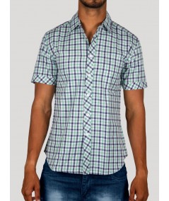 Soft Green Checkered Half Sleeve Shirt for Men – Casual Cotton Shirt by Boer and Fitch