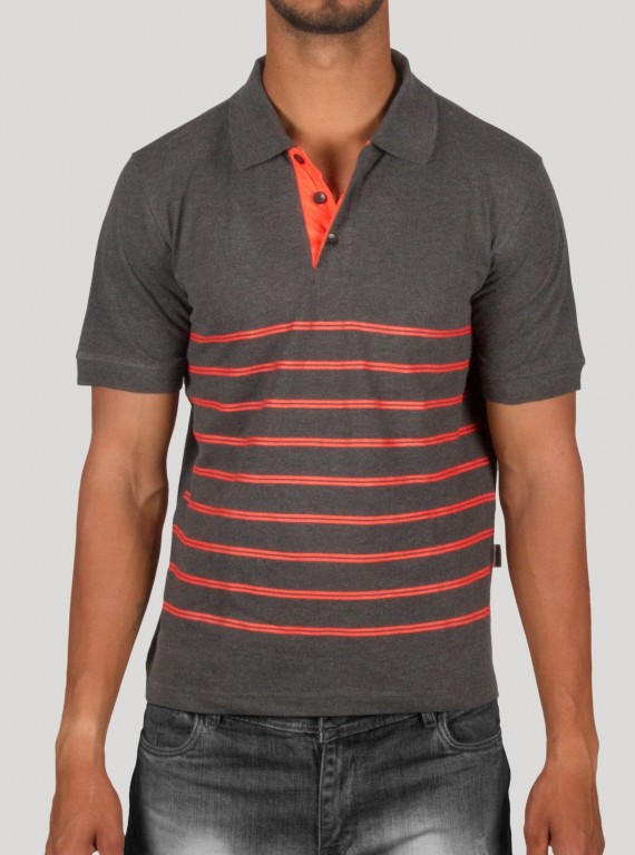 Dark Melange Red Striped Polo T-Shirt – Premium Cotton by Boer and Fitch