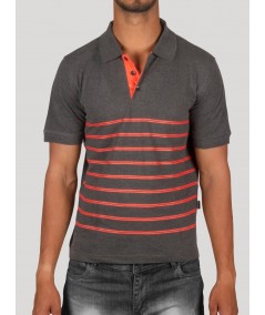 Dark Melange Red Striped Polo T-Shirt – Premium Cotton by Boer and Fitch