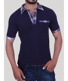 Navy Twill Collar Polo T-Shirt for Men – Classic Cotton Polo by Boer and Fitch