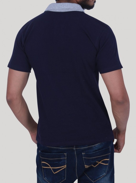 Grey Melange Collared Polo TShirt