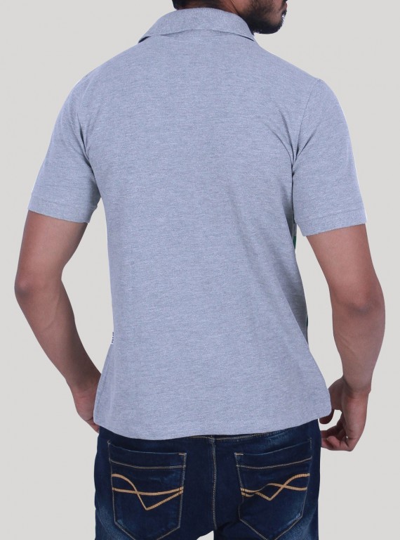 Green Stripe Collar Polo TShirt
