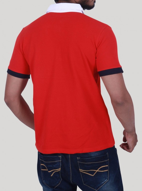 Red Drill Polo Pique TShirt