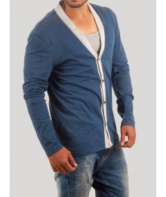 Blue Shawl Collar Cardigan with Inner Vest – Boer and Fitch