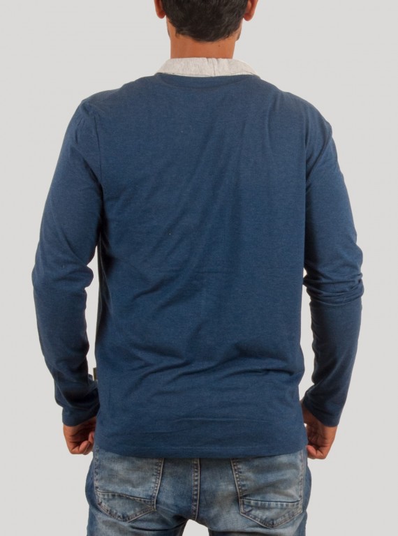 Blue Shawl Collar TShirt with Inner Vest