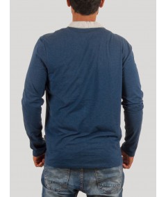 Blue Shawl Collar TShirt with Inner Vest