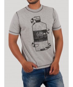Grey GIN Printed T-Shirt for Men – Casual Graphic Tee by Boer and Fitch