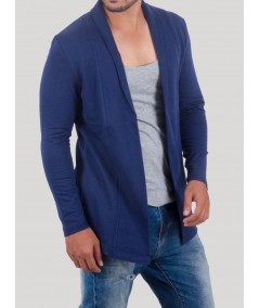 Men’s Blue Fleece Knit Cardigan with Inner Vest – Cozy & Stylish | Boer & Fitch