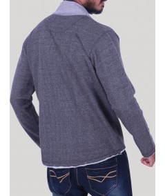 Dark Melange Shawl Collar Set Sweat Shirt