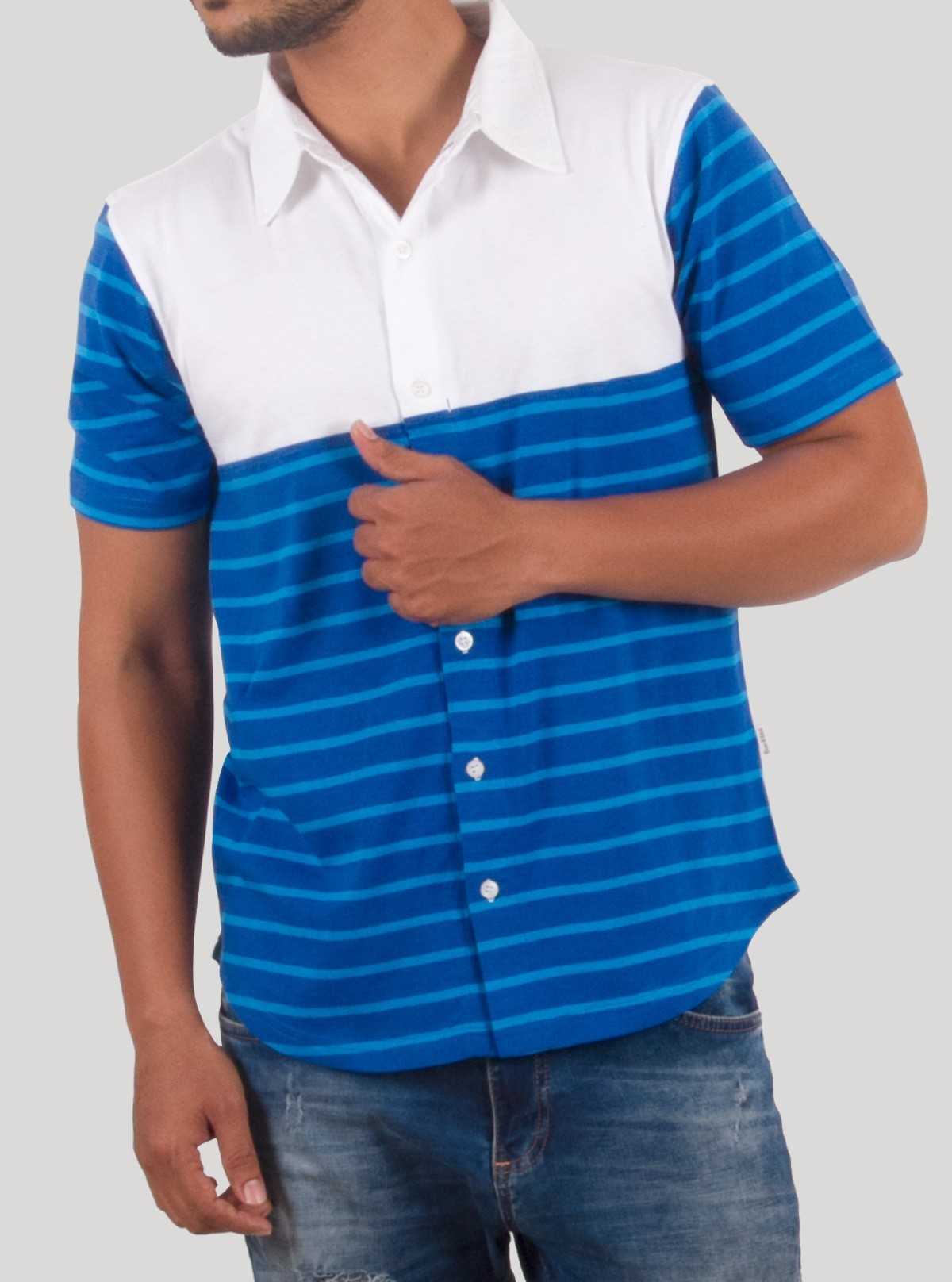 White & Royal Blue Striped Polo T-Shirt for Men – Boer and Fitch