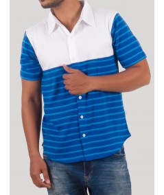 White & Royal Blue Striped Polo T-Shirt for Men – Boer and Fitch
