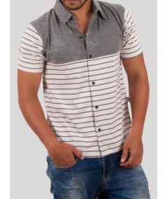 Dark Melange Striped Polo T-Shirt for Men – Casual Cotton Tee by Boer and Fitch