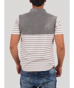 Dark Melange Stripe Polo TShirt